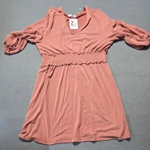 NWT Perfectly Priscilla Women's Casual Dress in Dusty Salmom 1X PTP 24